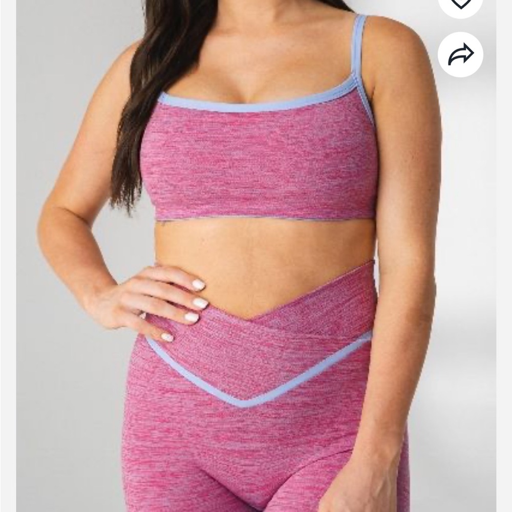 Pink and Blue Seamless Bra with Moisture-Wicking Fabric